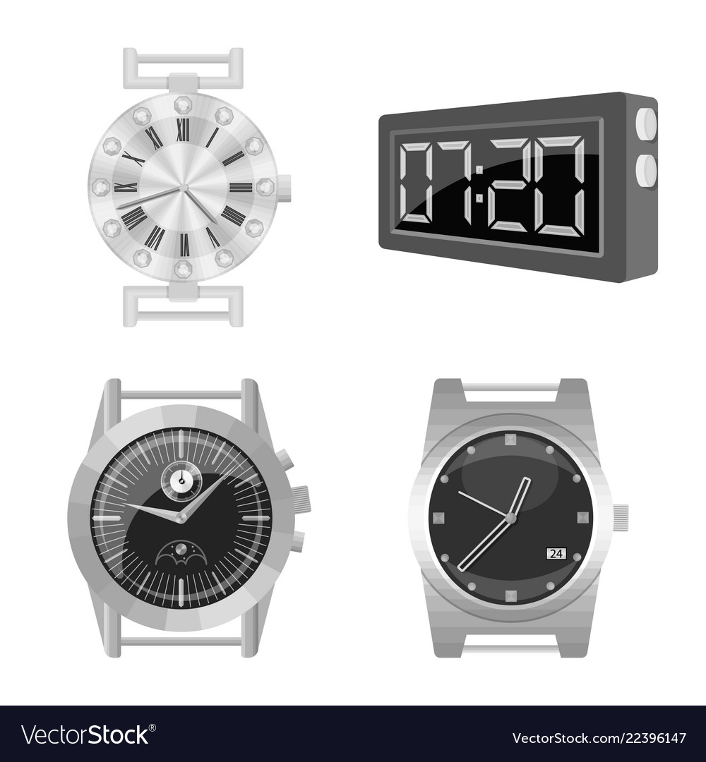 Design of clock and time logo set