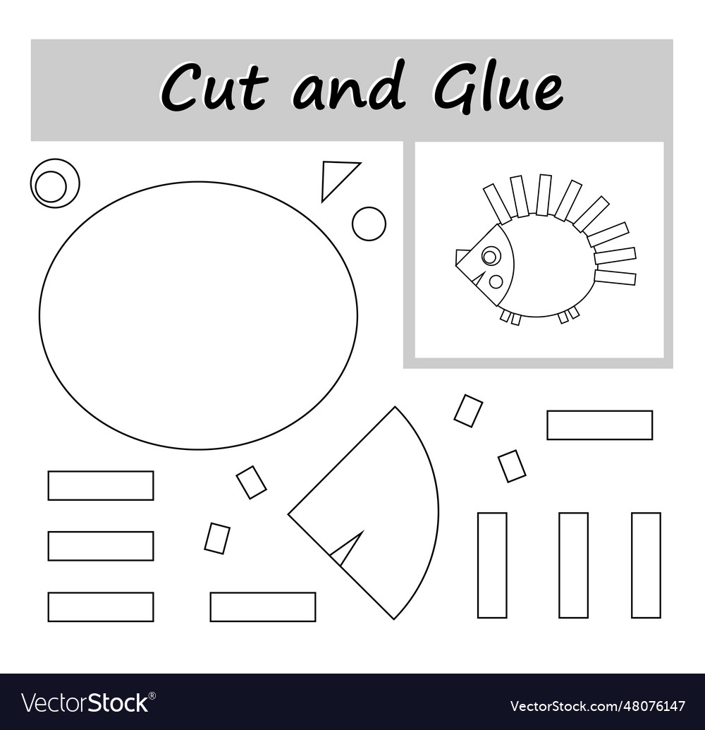 Diy Worksheet Color Cut And Glue On The Paper Vector Image