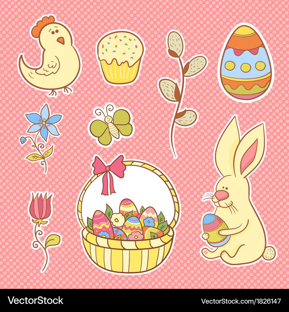 Easter set Royalty Free Vector Image - VectorStock