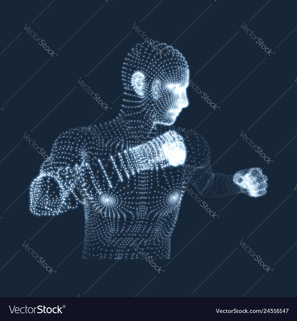 Fighting man 3d model of man human body model Vector Image