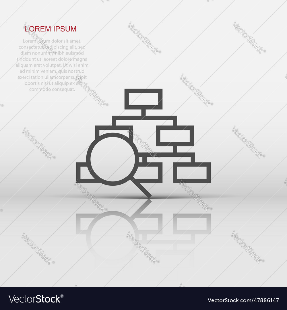 Hierarchy diagram icon in flat style structure vector image Hierarchy diagram icon in flat style structure
