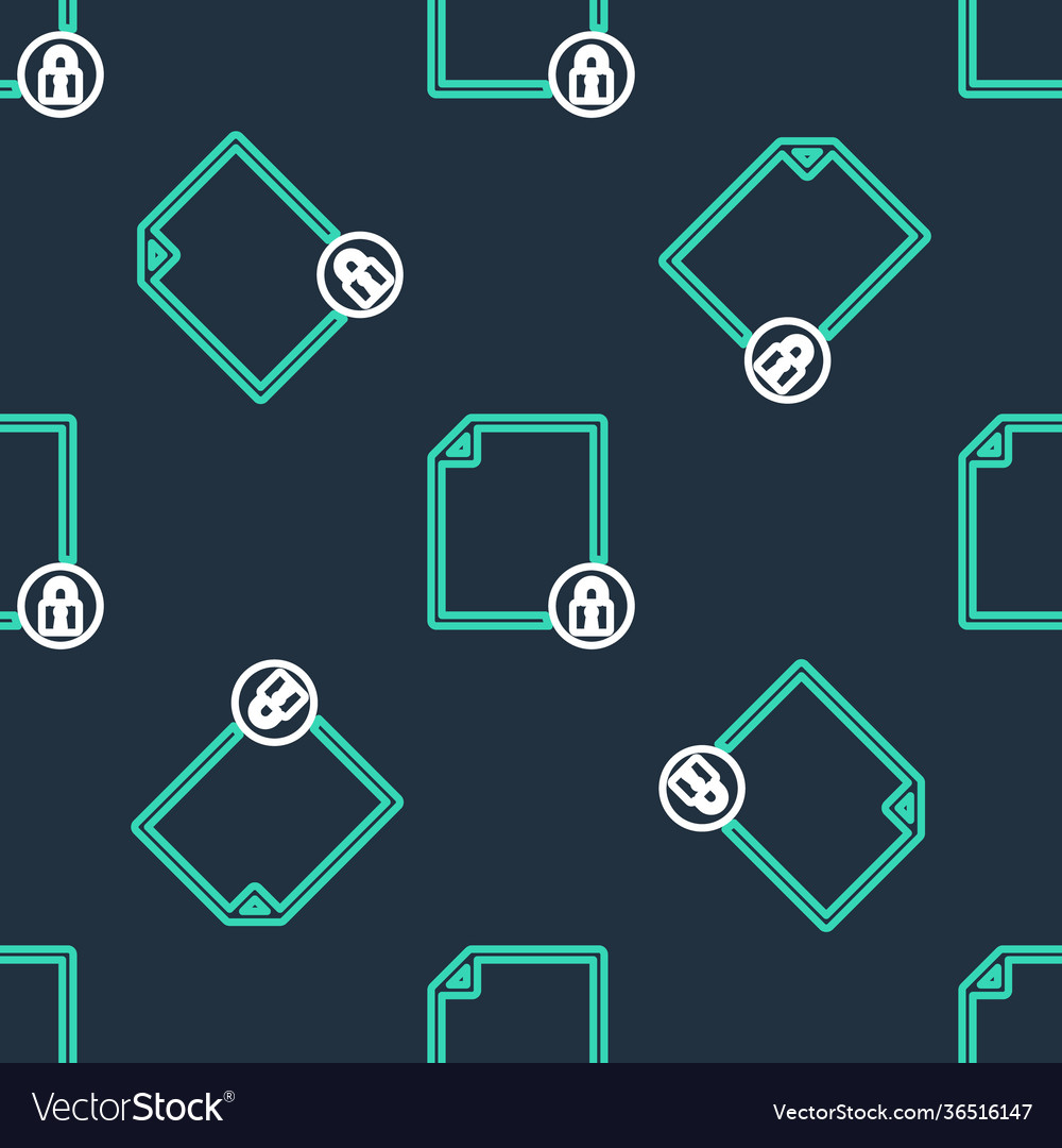Line document and lock icon isolated seamless vector image Line document and lock icon isolated seamless