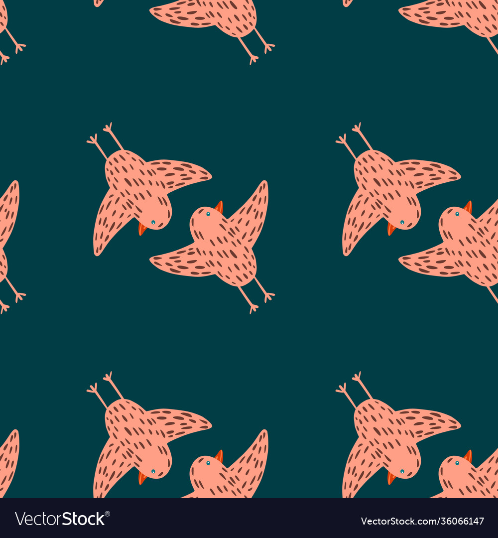 Minimalistic seamless pattern with outline birds Vector Image Minimalistic seamless pattern with outline birds