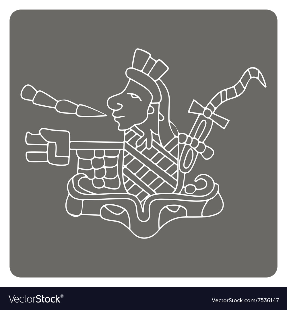 Monochrome icon with symbols from aztec codices