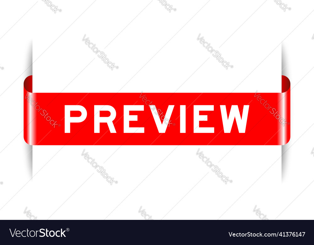 Red color inserted label banner with word preview vector image Red color inserted label banner with word preview