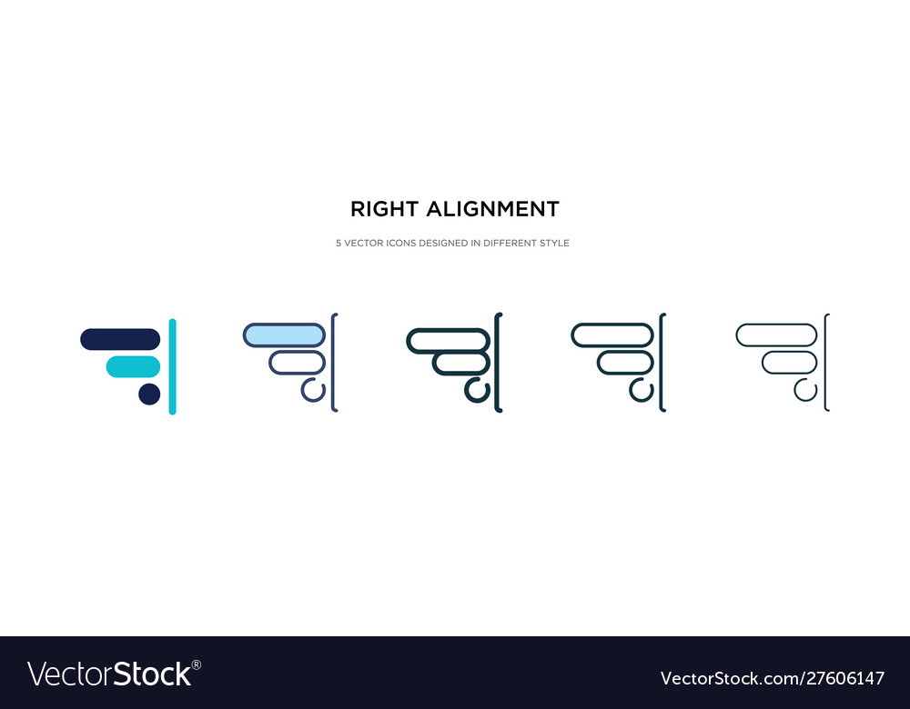 Right alignment icon in different style two Vector Image Right alignment icon in different style two