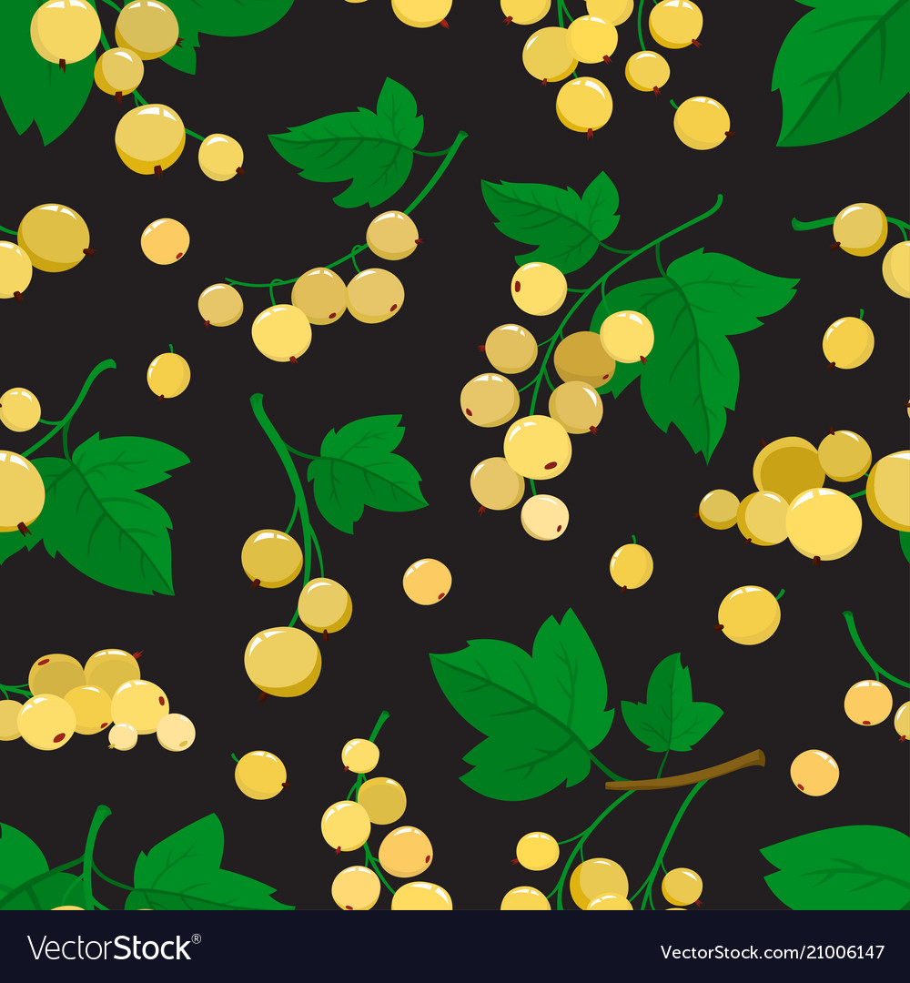 Seamless pattern with cartoon white currant