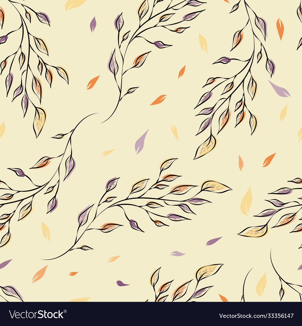 Seamless repeating autumn pattern twigs vector image Seamless repeating autumn pattern twigs