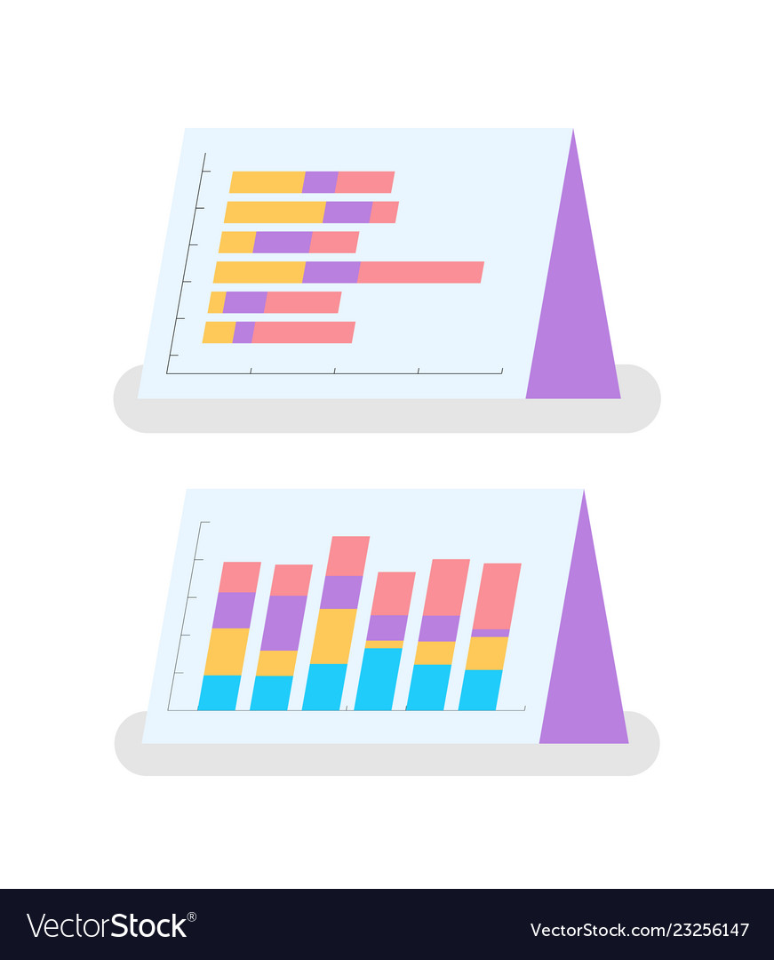 Statistics and data on papers flowcharts set Vector Image Statistics and data on papers flowcharts set