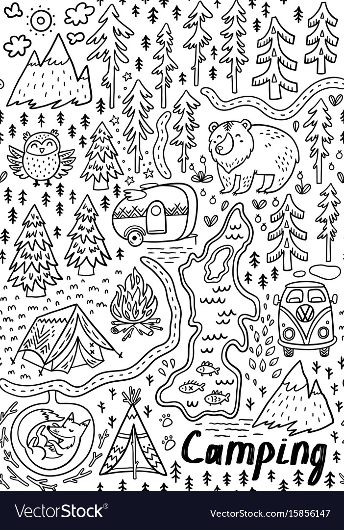 Summer camp and national park seamless pattern Vector Image