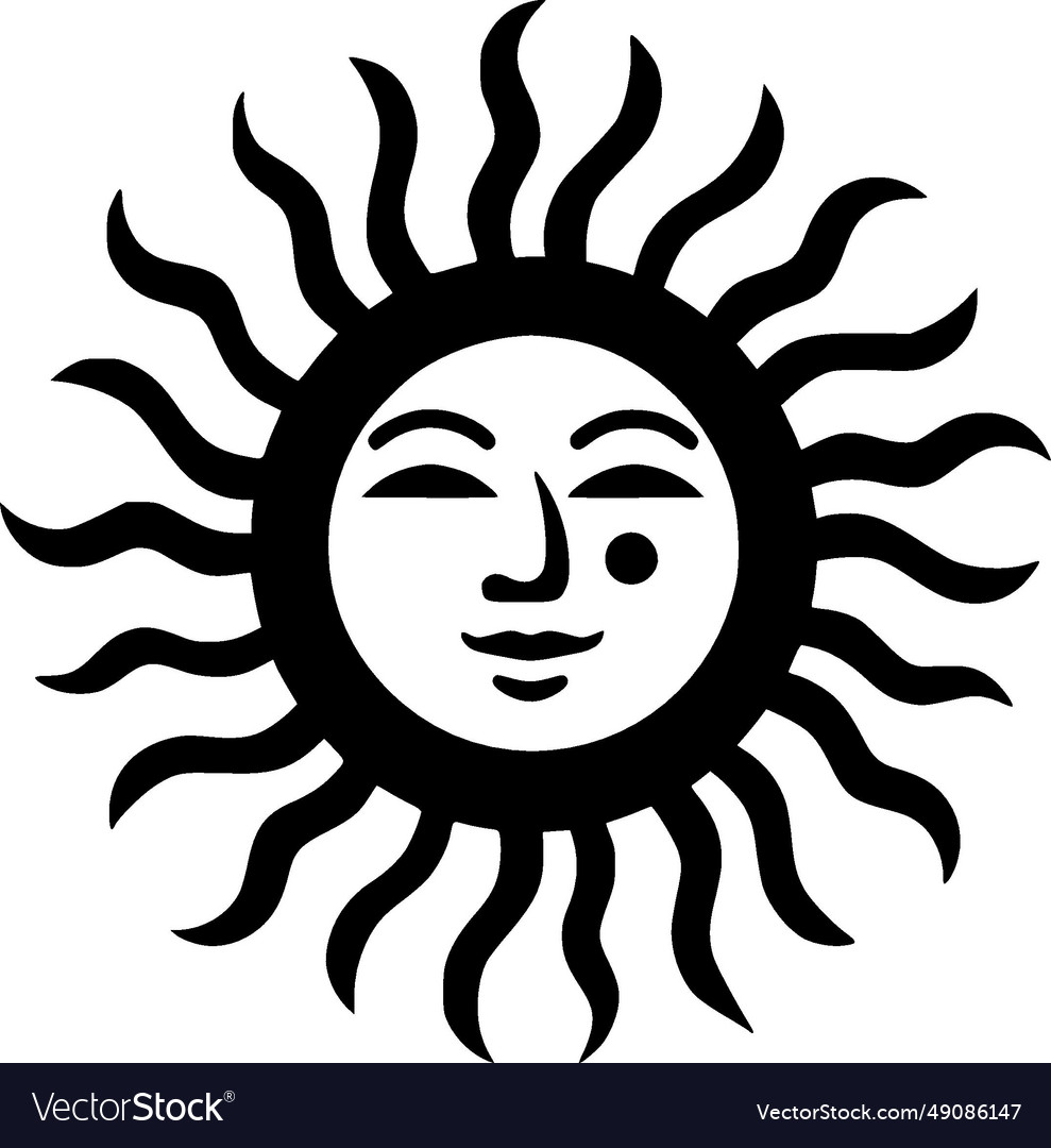 Sun - black and white Royalty Free Vector Image