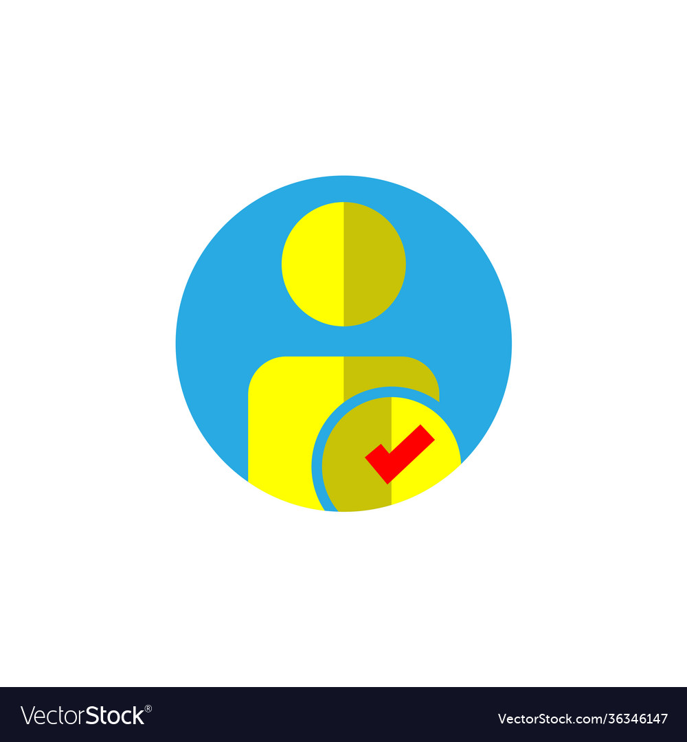 User flat icon with check done symbol editable