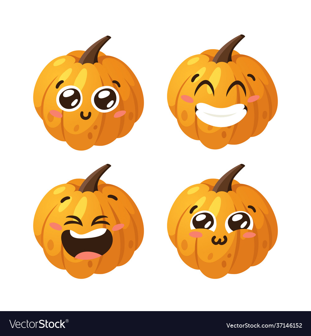 Cartoon character emoji pumpkin hand drawn Vector Image