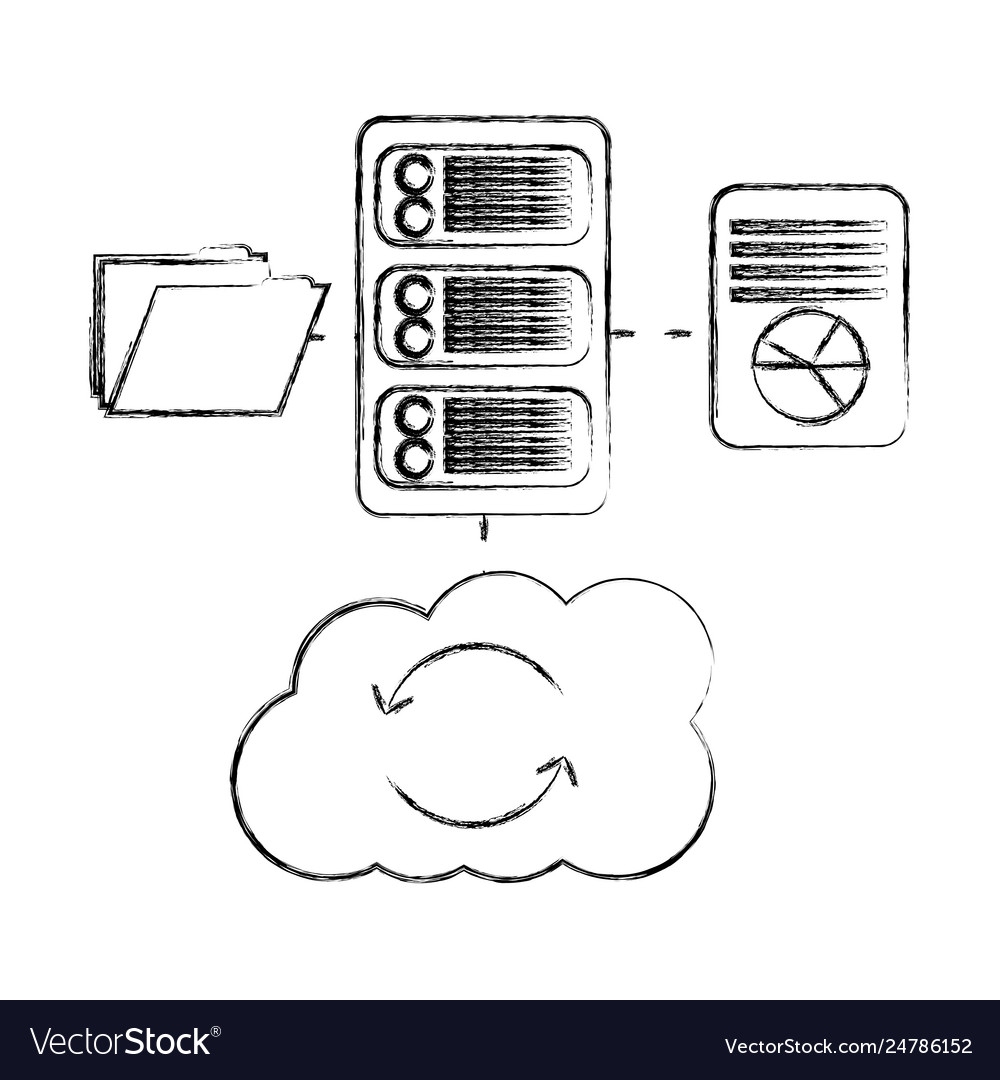 Cloud computing with server and set icons vector image Cloud computing with server and set icons