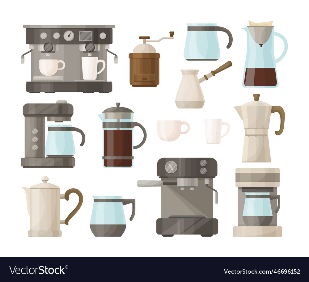 Coffee Machines And Coffeemakers Set Royalty Free Vector