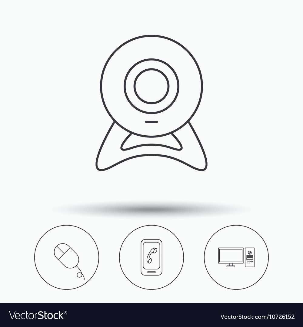 Computer web camera and mobile phone icons