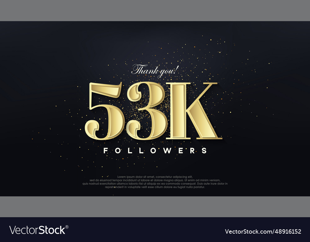 Design thank you 53k followers in soft gold color