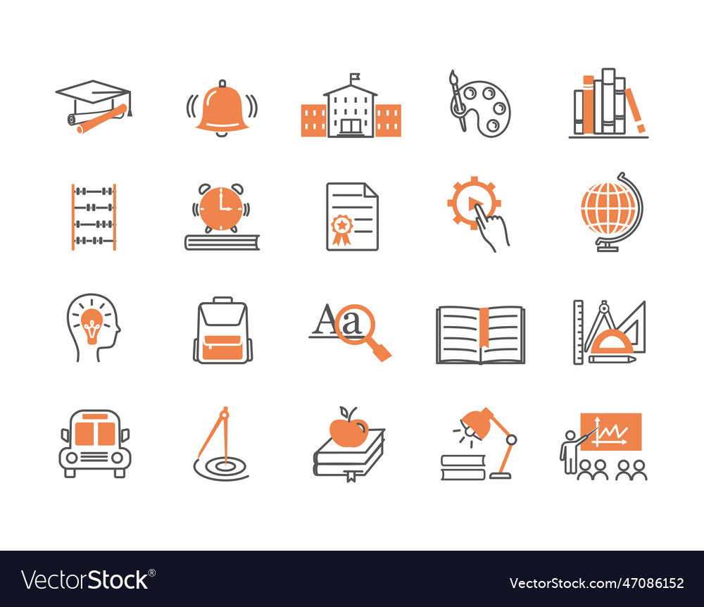 Education Orange Icon Set