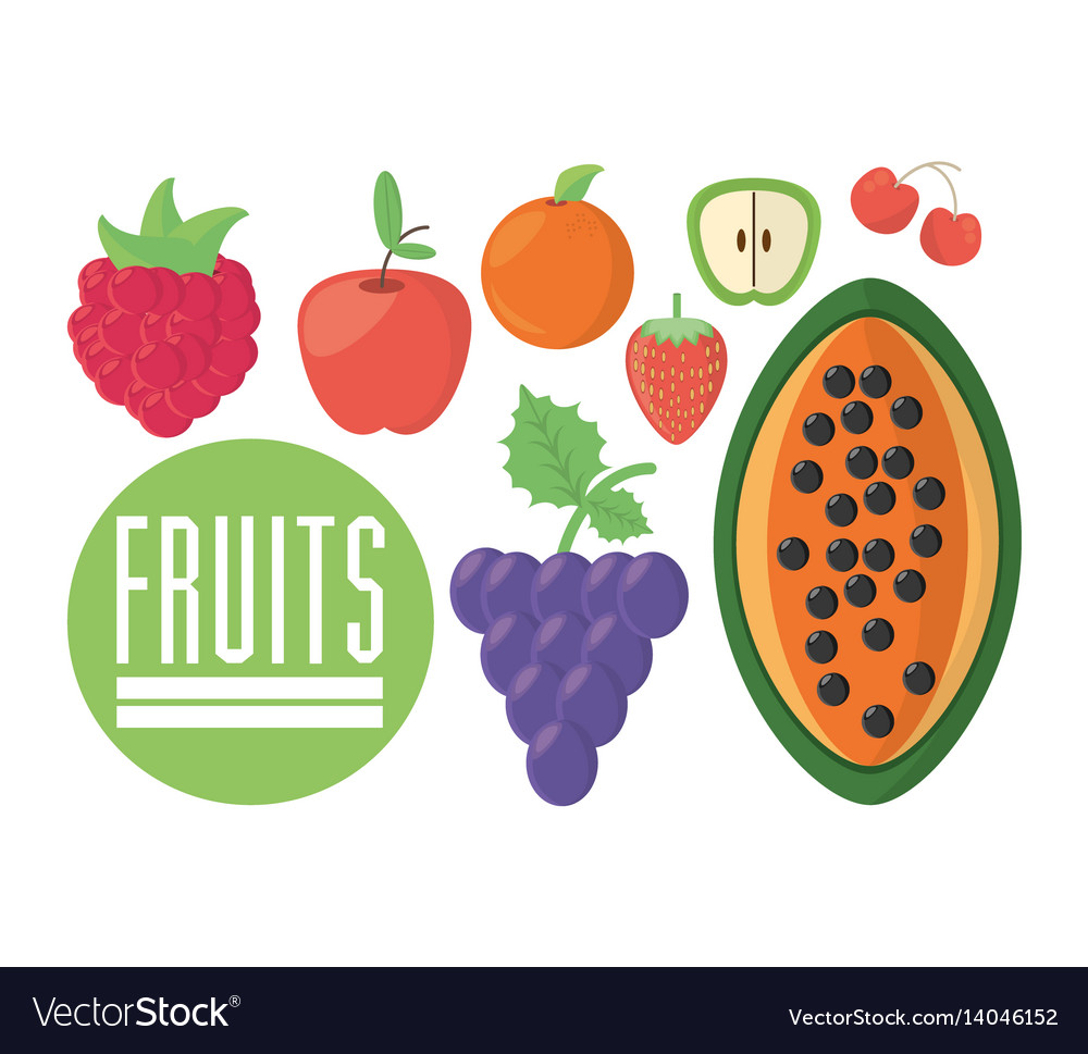 Fruits food nutrition diet healthy Royalty Free Vector Image