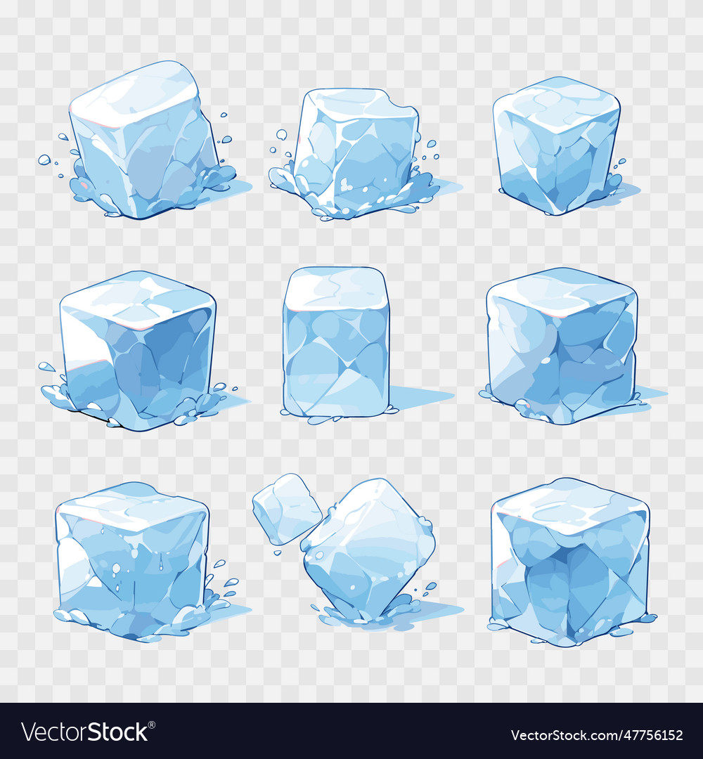 Ice cube set vector image Ice cube set