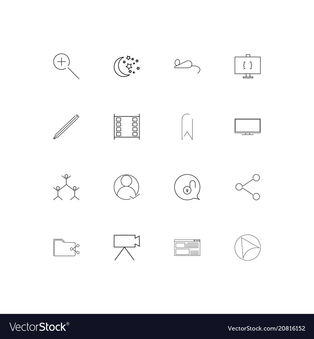 Interface linear thin icons set outlined simple