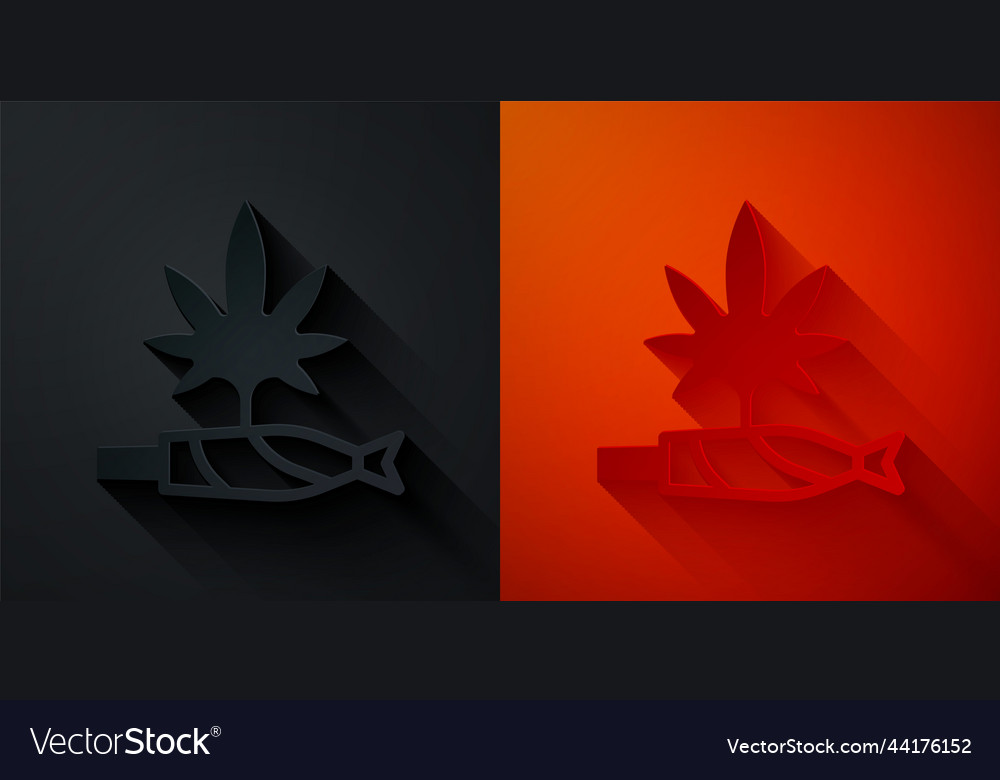 Paper cut marijuana joint spliff icon isolated