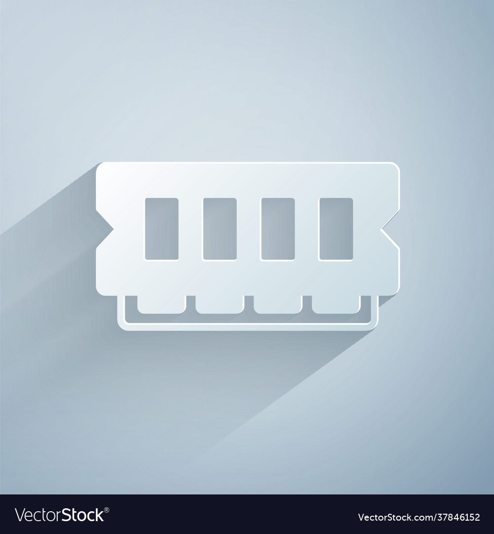 Paper cut ram random access memory icon isolated vector image Paper cut ram random access memory icon isolated