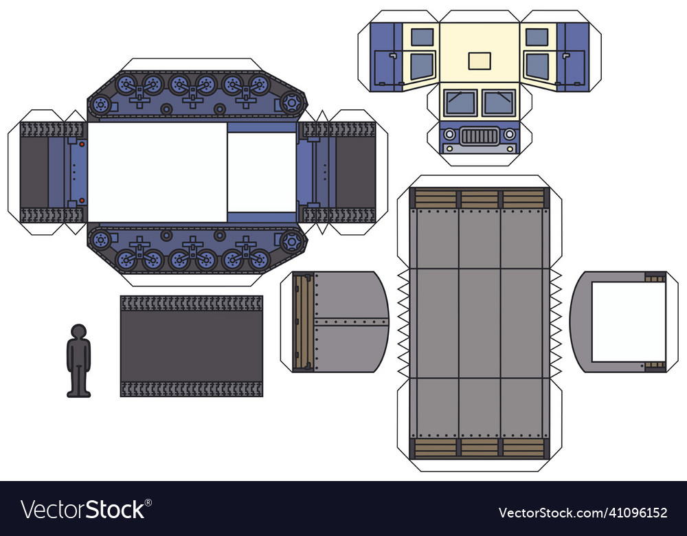 Paper model of an old tracked vehicle Royalty Free Vector