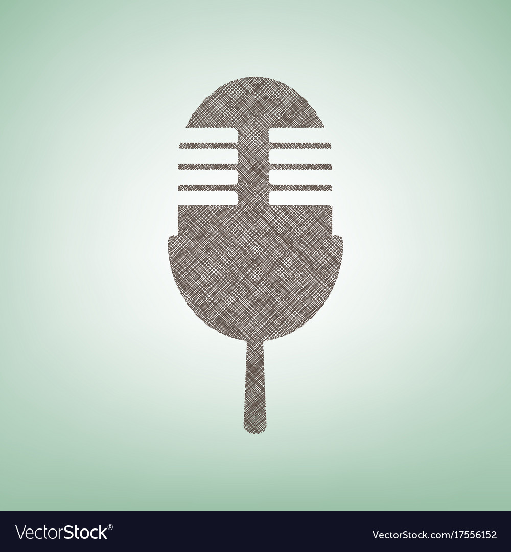 Retro microphone sign brown flax icon