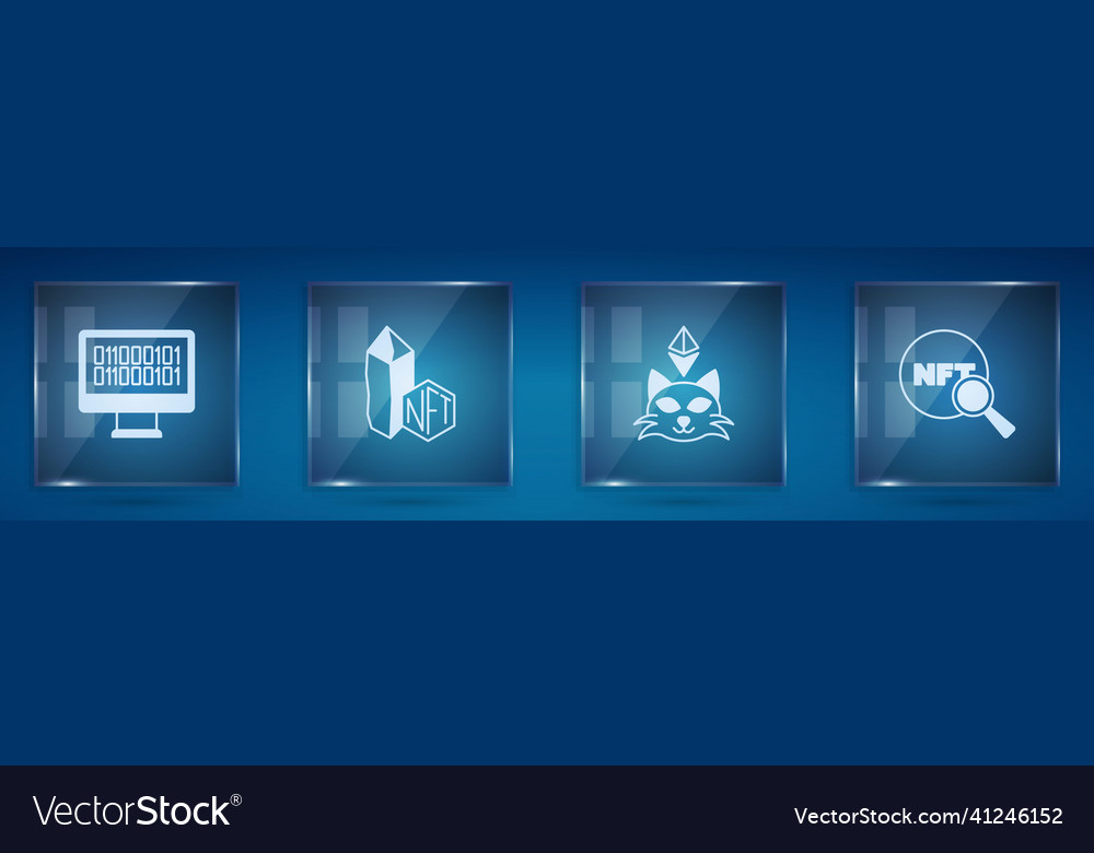 Set binary code nft digital crypto art vector image Set binary code nft digital crypto art