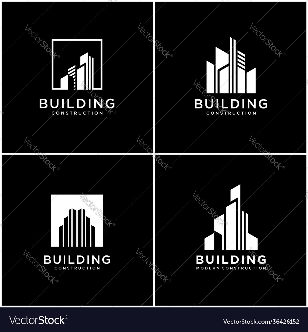 Set collection building logo design bundle