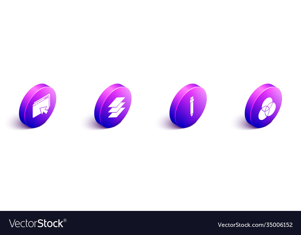 Set isometric web design and development layers