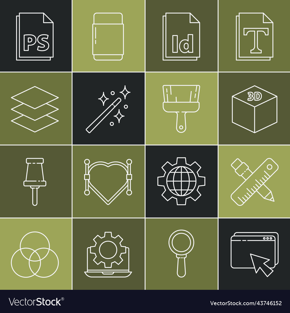 Set line web design and development crossed ruler vector image Set line web design and development crossed ruler