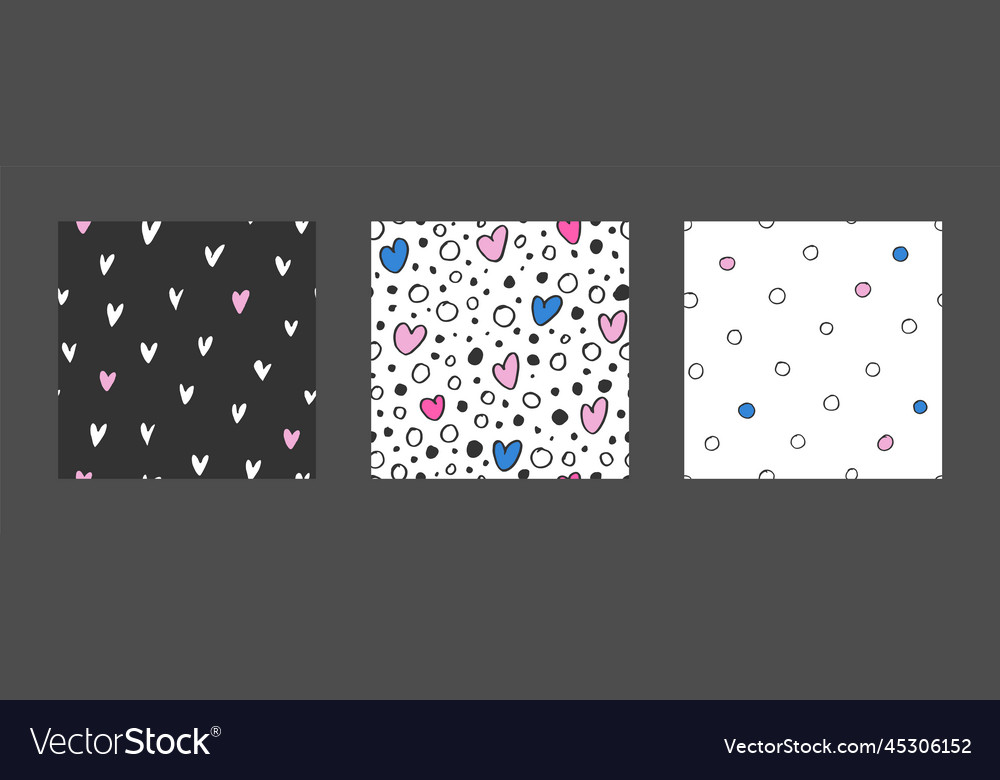 Set of seamless backgrounds with hand-drawn vector image Set of seamless backgrounds with hand-drawn