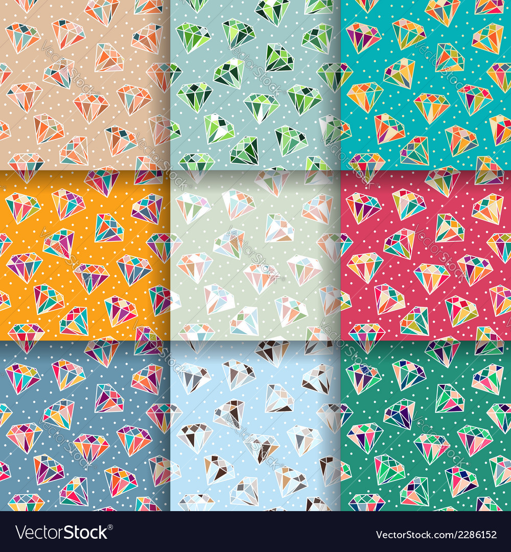 Set of seamless patterns with diamonds