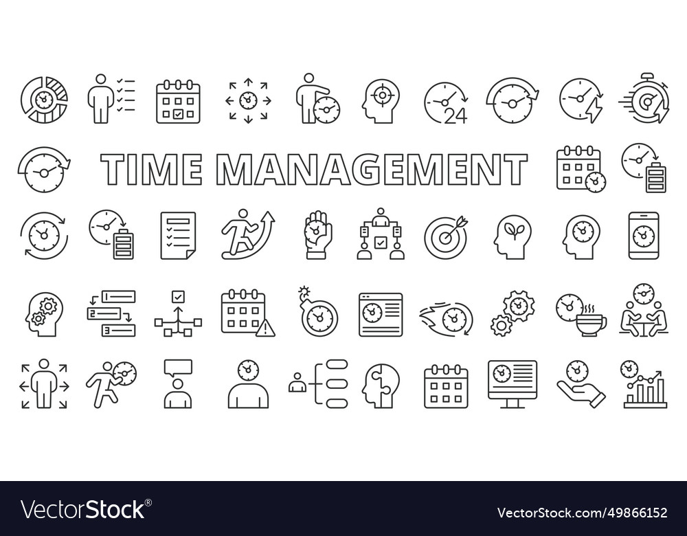 Time management icon set line design time Vector Image