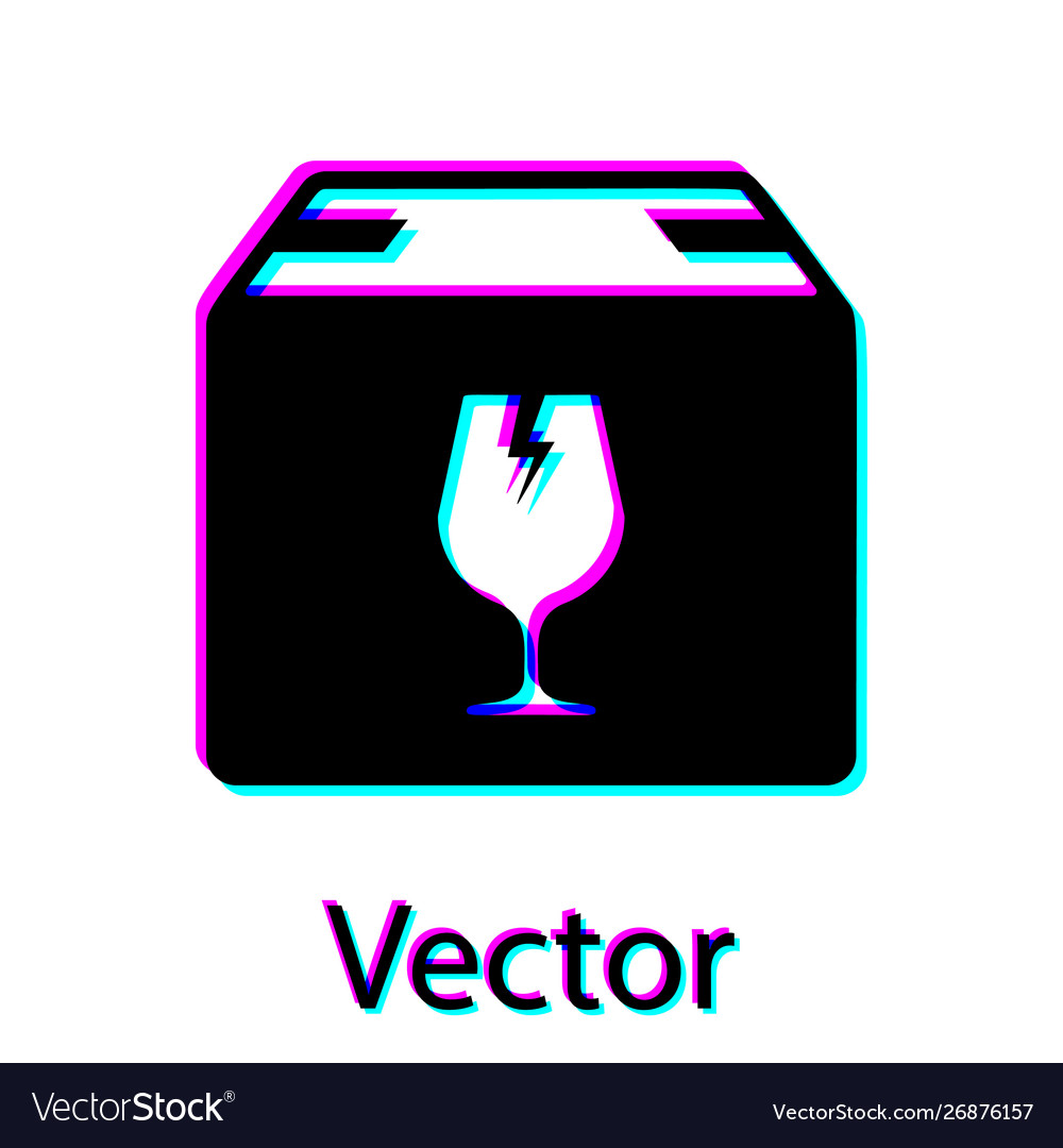 Black delivery package box with fragile content Vector Image Black delivery package box with fragile content