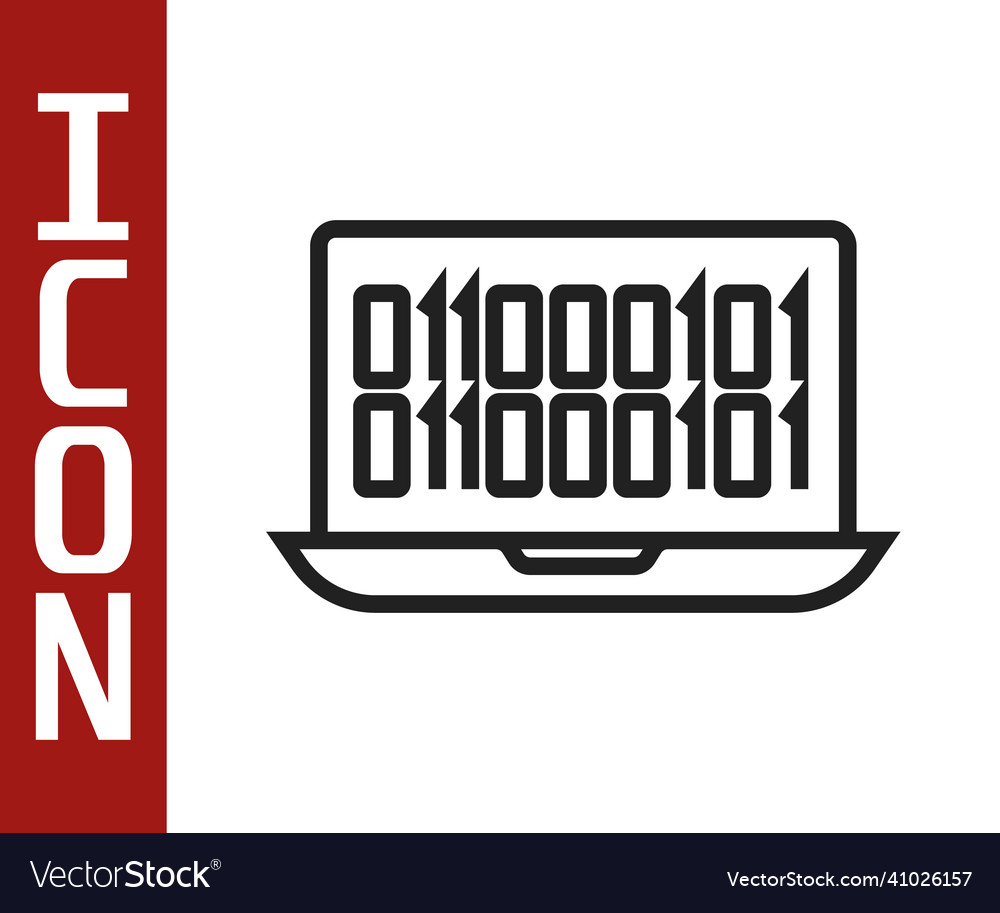 Black line binary code icon isolated on white vector image Black line binary code icon isolated on white