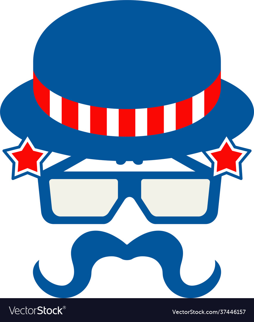 Bowler hat glasses and mustache flat icon