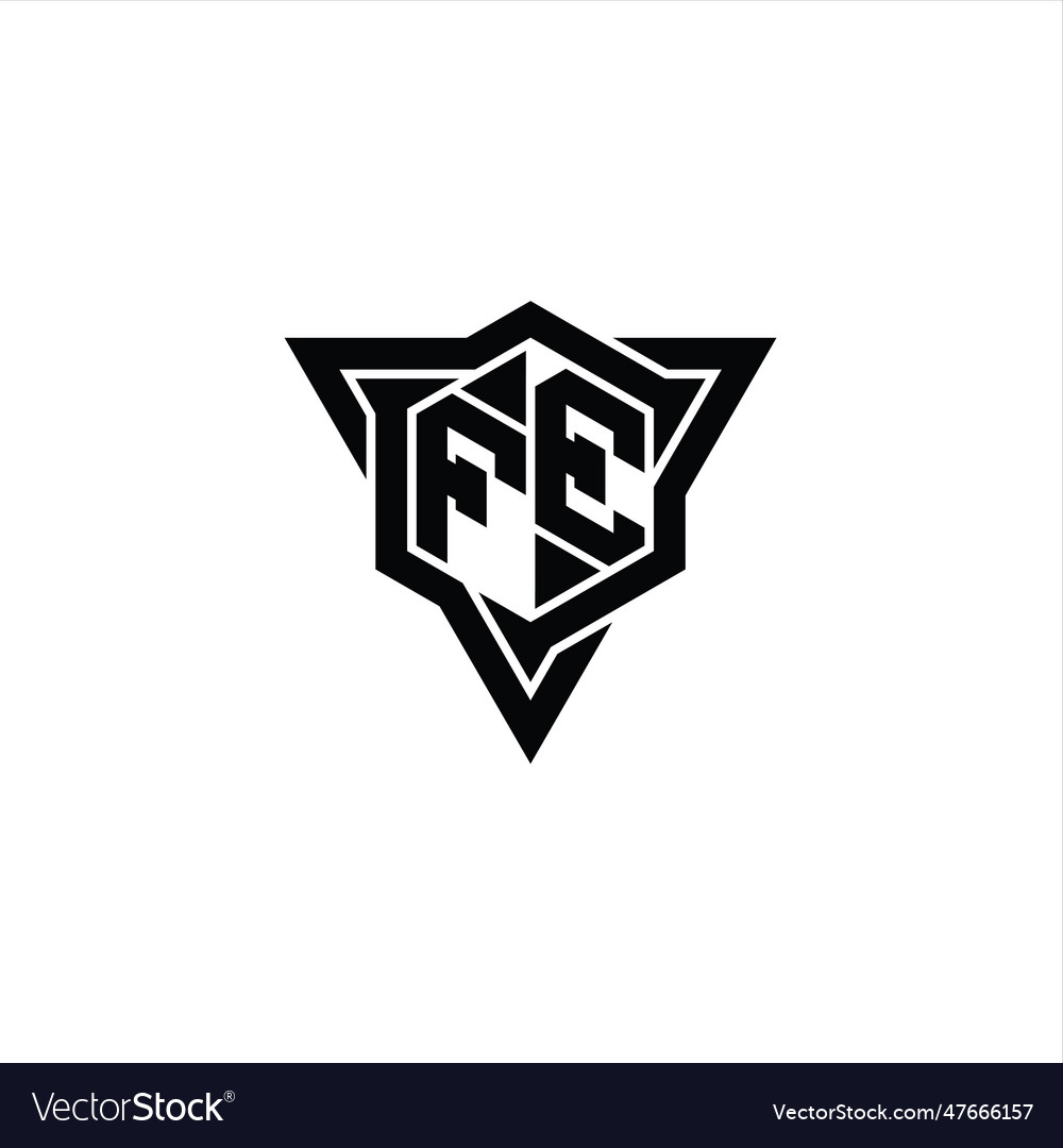 Fe logo monogram hexagon shape with triangle