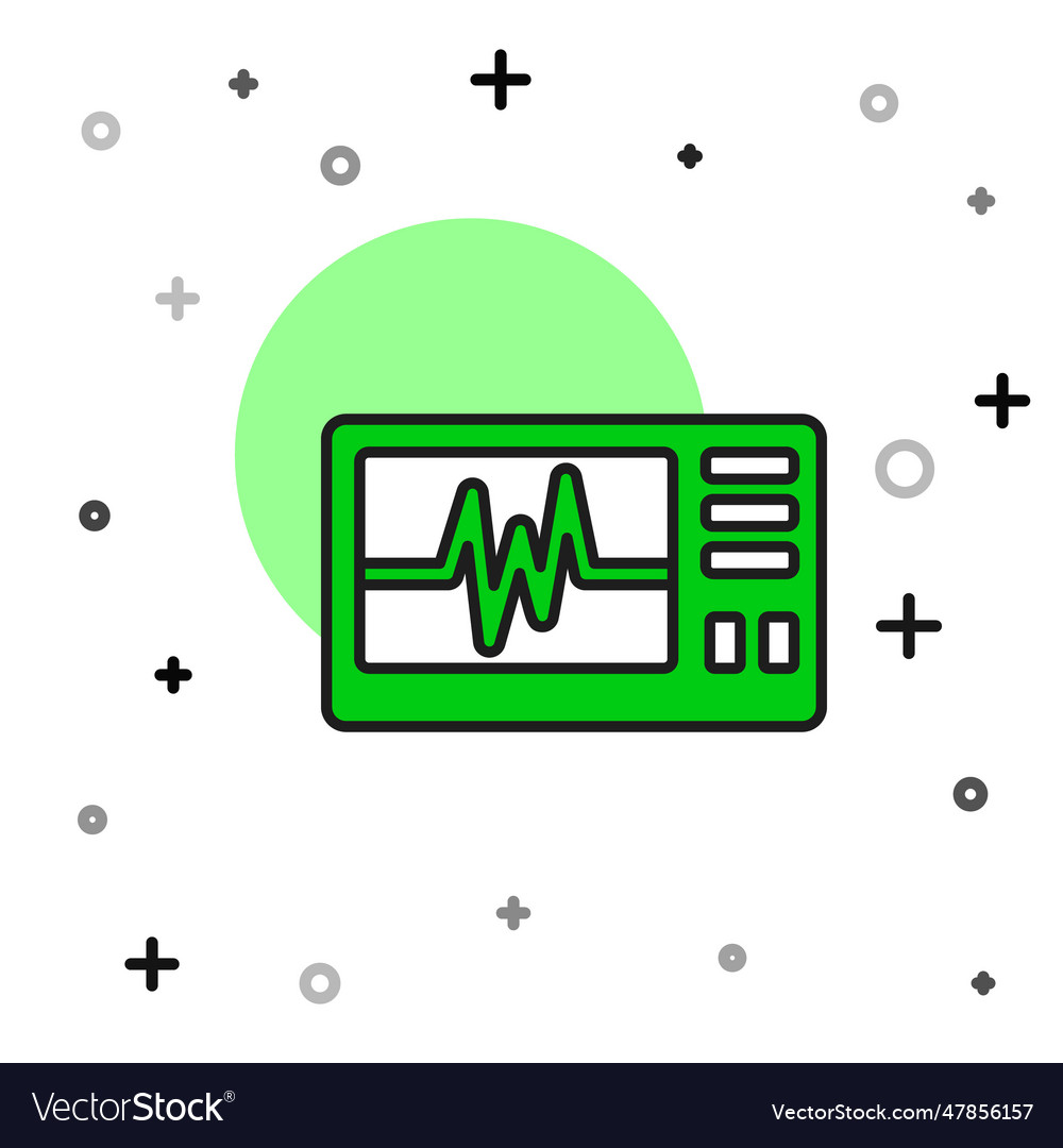 Filled outline computer monitor with cardiogram vector image Filled outline computer monitor with cardiogram