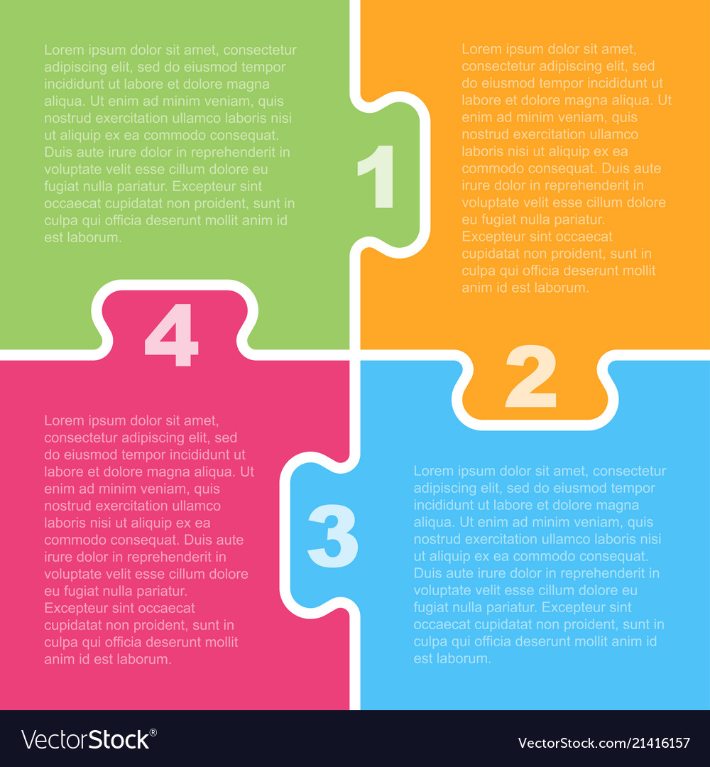 Four Colorful Piece Puzzle Infographic 4 Step Vector Image