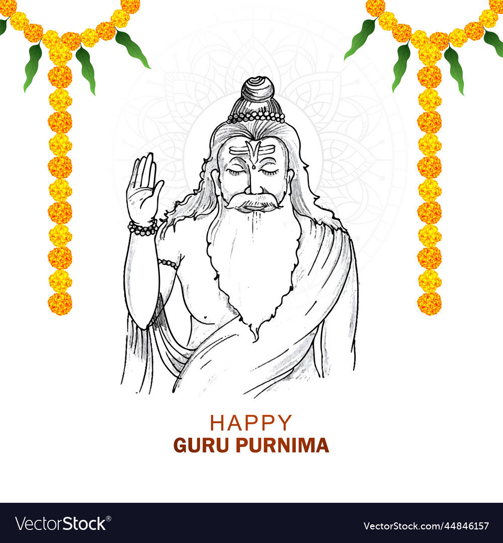 Hand draw guru purnima sketch on honoring Vector Image Hand draw guru purnima sketch on honoring Vector Image