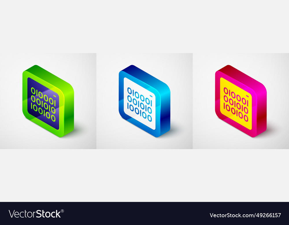 Isometric binary code icon isolated on grey vector image Isometric binary code icon isolated on grey
