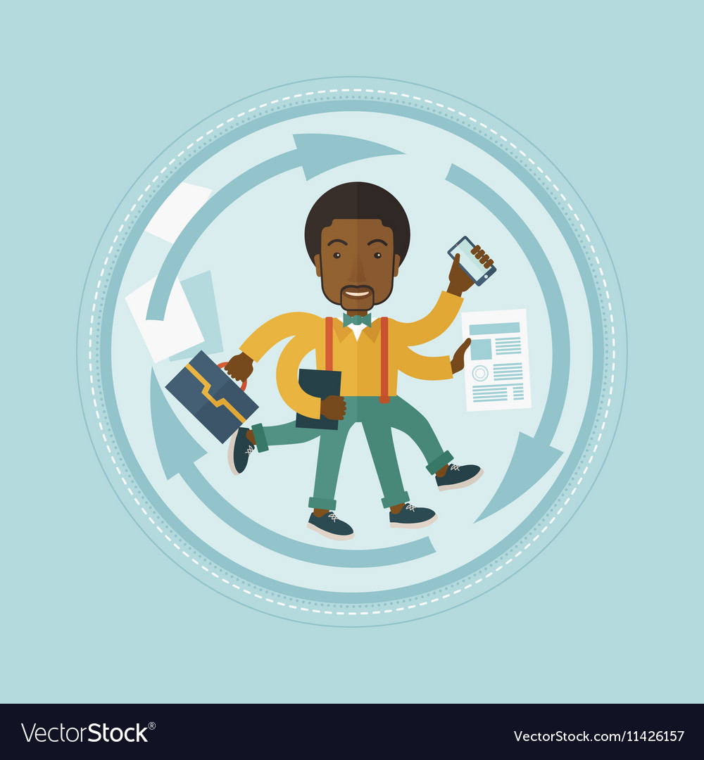 Man coping with multitasking