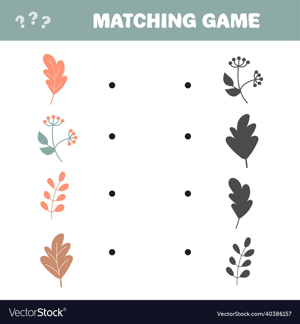 Matching game find the correct shadow of autumn
