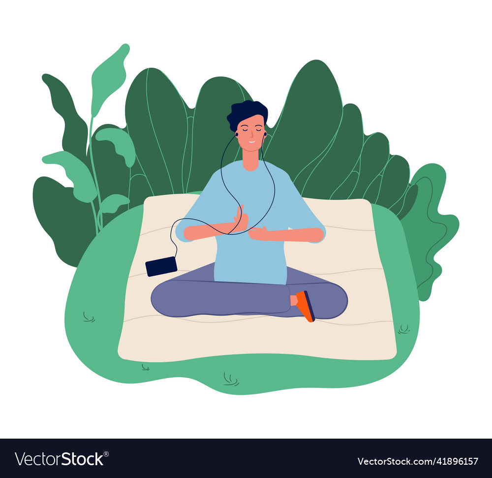 Meditation concept male meditating yoga Royalty Free Vector