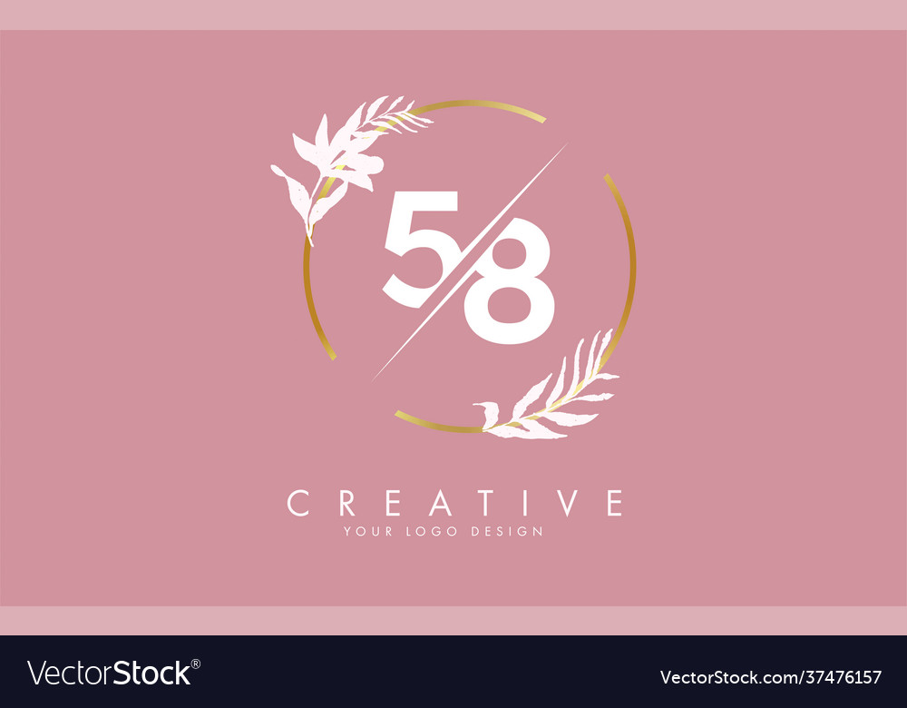Number 58 5 8 logo design with golden circle Vector Image Number 58 5 8 logo design with golden circle