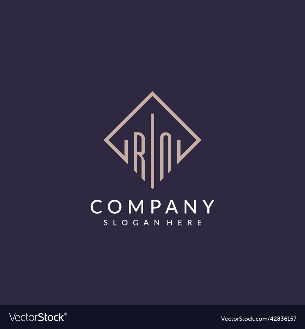 Rn initial monogram logo with rectangle style Vector Image Rn initial monogram logo with rectangle style