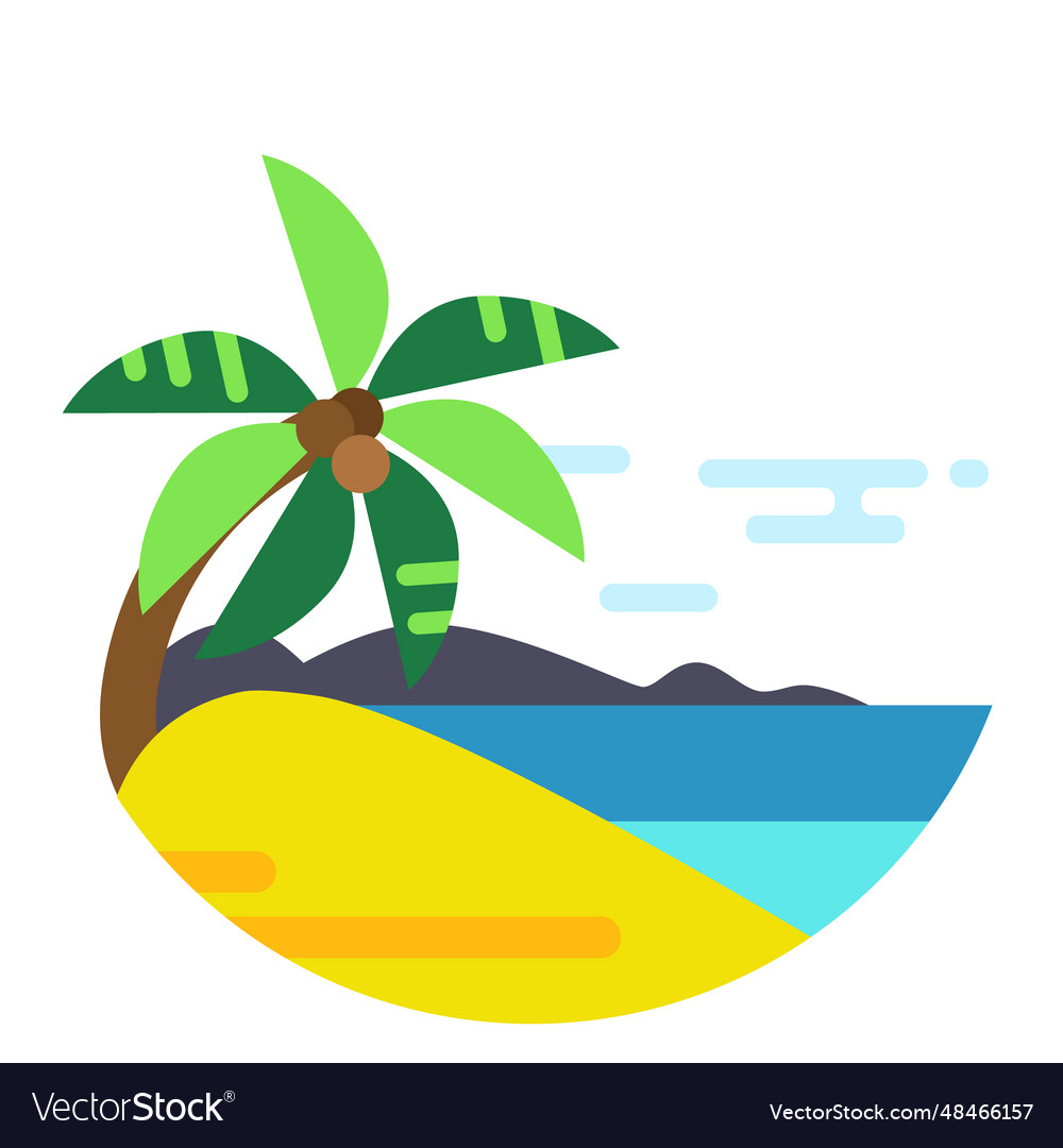 Round tropical beach icon color summer coast Vector Image